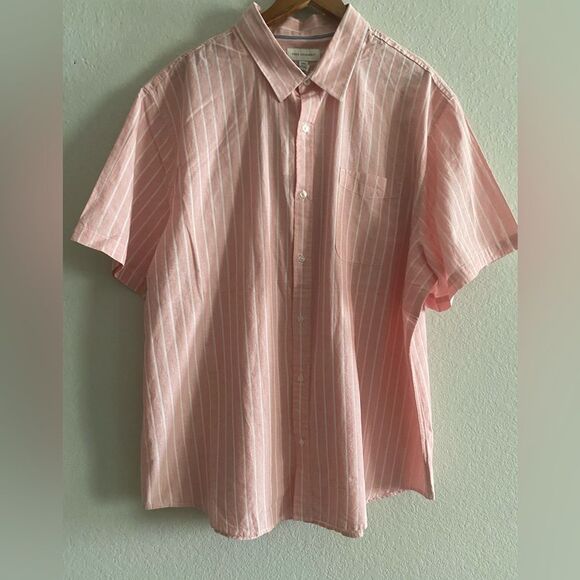 Free Assembly Men's 100% Cotton Dobby Stripe Shirt Short Sleeves Size XXXL - Picture 4 of 8